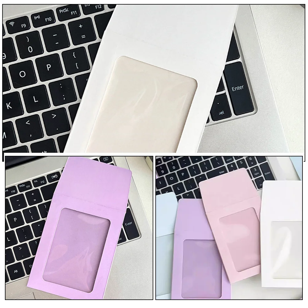 

40Pcs Macaron Color Card Envelopes Clear Game Cards Sleeves for Trading Basketball Baseball Volleyball Id Business Cards
