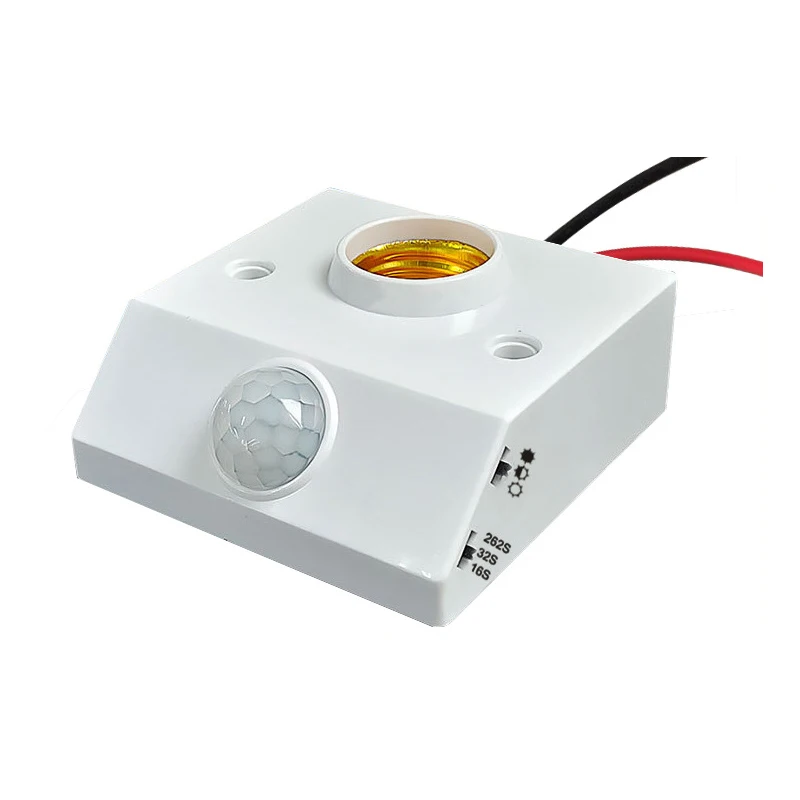 AC85-265V inframerah tubuh manusia otomatis, pemegang lampu Sensor IR lampu bohlam LED detektor PIR dasar E27 soket pemegang lampu dinding