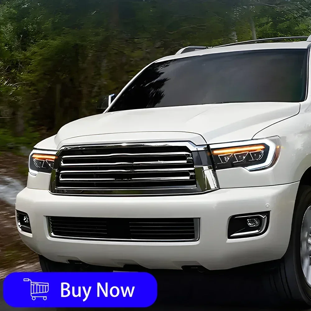 لتويوتا تندرا سيكويا 2007-2013 مجموعة المصابيح الأمامية للسيارات ترقية LED ديناميكية 3 عدسة العارض اكسسوارات المصابيح الأمامية للسيارة #4