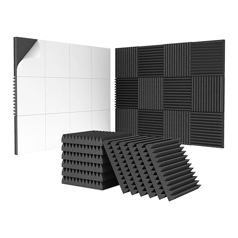 24Pack 2X12x12inch Self-Adhesive Acoustic Foam Panels, Pyramid Designed Sound Pannels For Home And Studio Durable Easy To Use