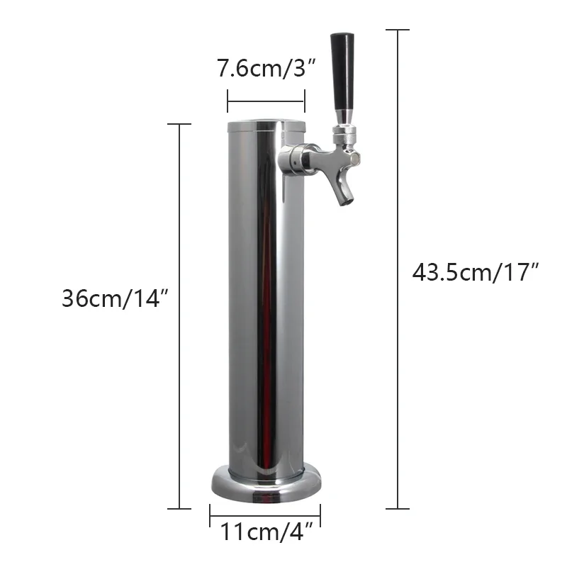stainless steel beer tower with 1 tap / 2 taps / 3 taps and drip tray draft beer column