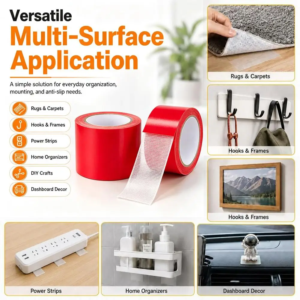 Removable Adhesive Tape Heavy Duty Double-sided Tape Waterproof Mesh Fabric Adhesive High Strength Two-sided Tape for Curtains