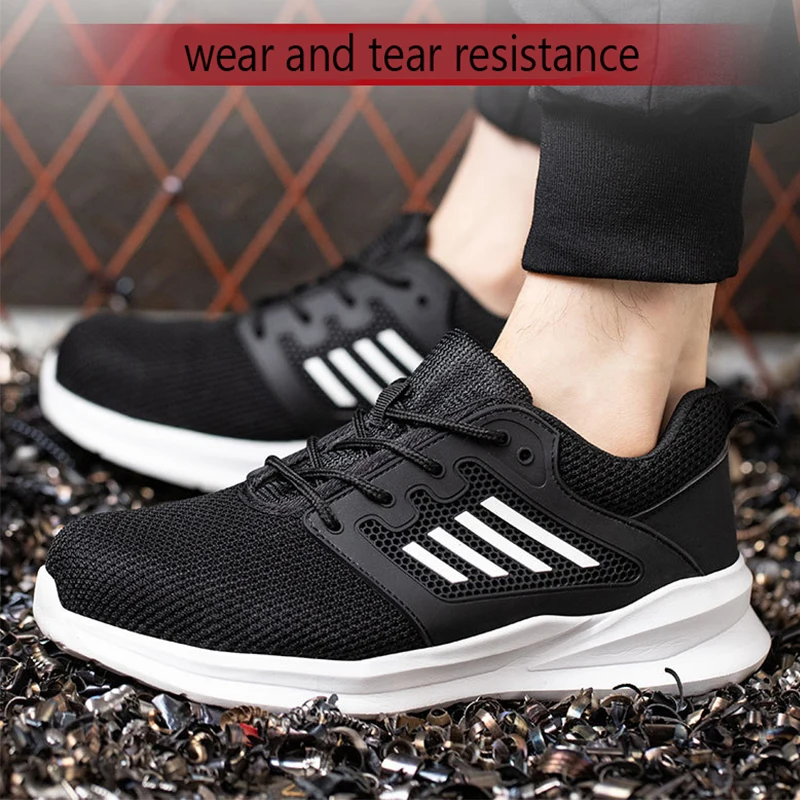 Unisex Mesh Breathable Light Safety Shoes For Men Women Indestructible Anti Smashing Casual Steel Toe Cap Security Shoes