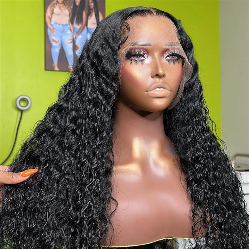 Soft Natural Black Color 26“Long 180Density Glueless Kinky Curly Lace Front Wig For Women With BabyHair Preplucked Daily Cosplay