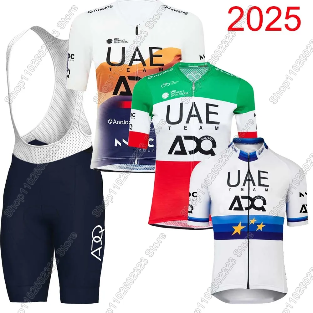 الإمارات العربية المتحدة ADQ فريق الدراجات جيرسي 2025 مجموعة الرجال إيطاليا أوروبا دراجة الملابس الطريق دراجة قمصان دعوى دراجة مريلة السراويل الجبلية Ropa مايوه