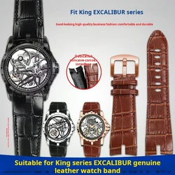 For Roger Dubuis EXCALIBUR watchband 42mm RDDBEX0405 Crocodile textured cowhide watch strap 26mm metal buckle Men Accessories