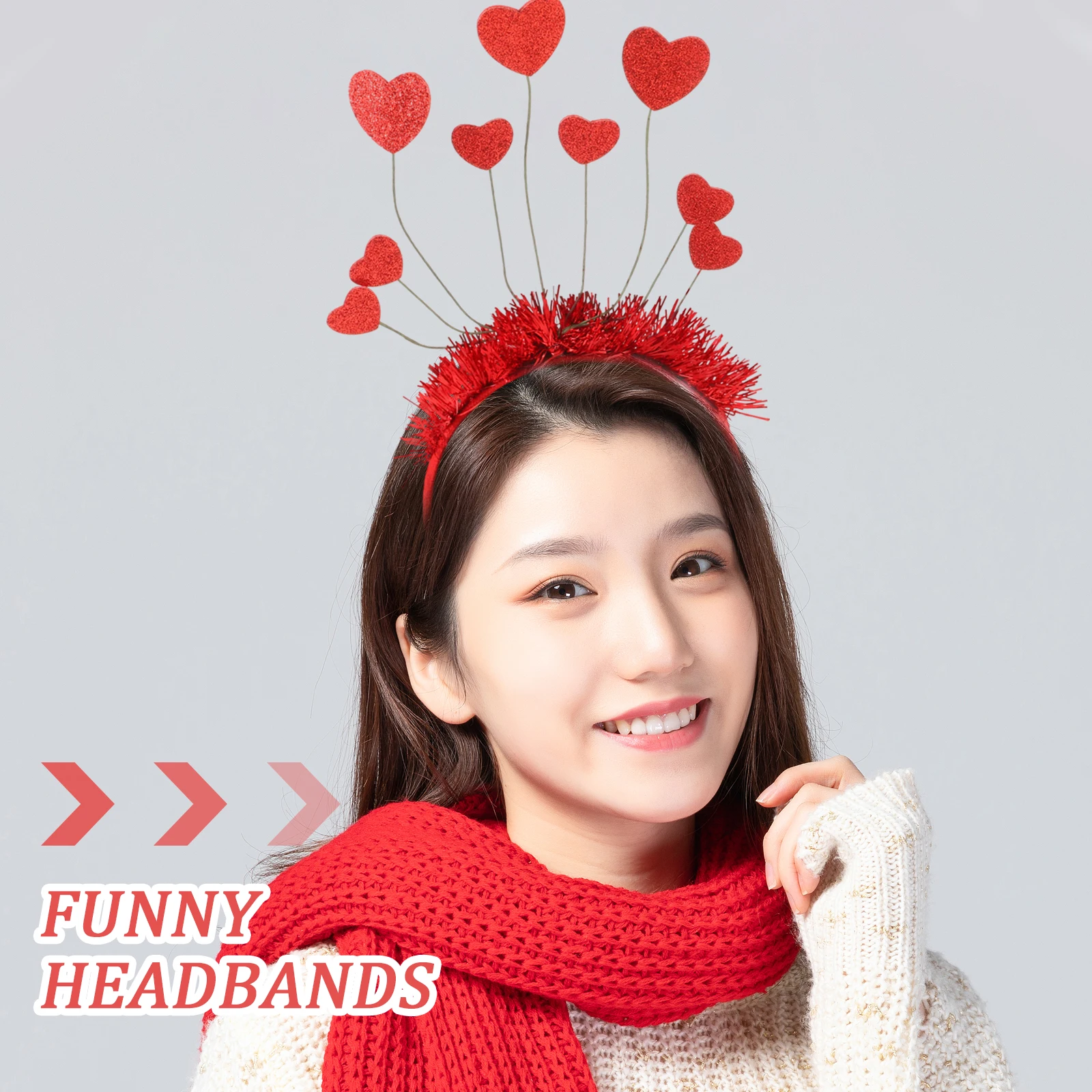 

2pcs Red Headband Valentine Accessories Women Metal Hair Decorations Holiday Gifts Hair Tools Valentine Party Headband Stylish