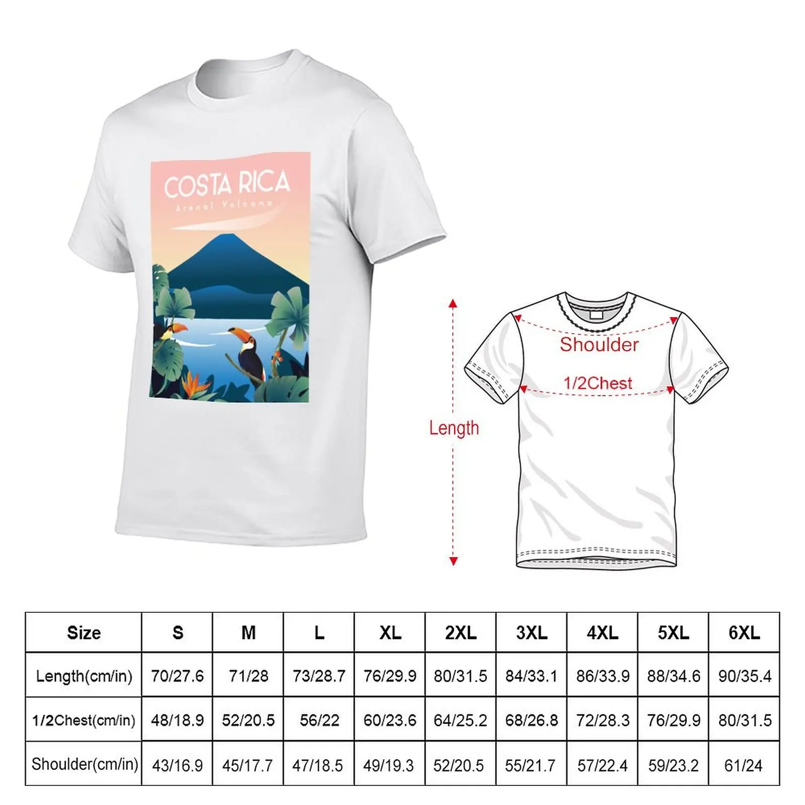 Costa Rica travel poster T-Shirt man t shirts graphic men t shirt cotton 100% t shirts for man pack cotton T-Shirt