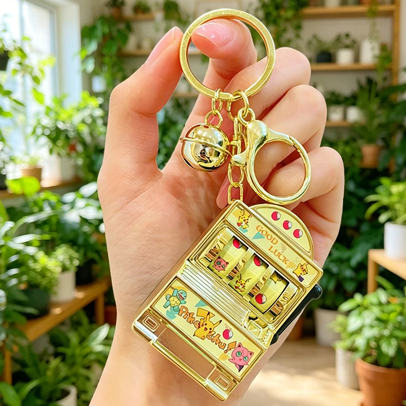 Porte-clés mini-machine à sous Pokémon, figurine jouet capsule Gacha rotative, pendentif couleur plaquée, porte-clés de voiture Kawaii, cadeau d'anniversaire tendance