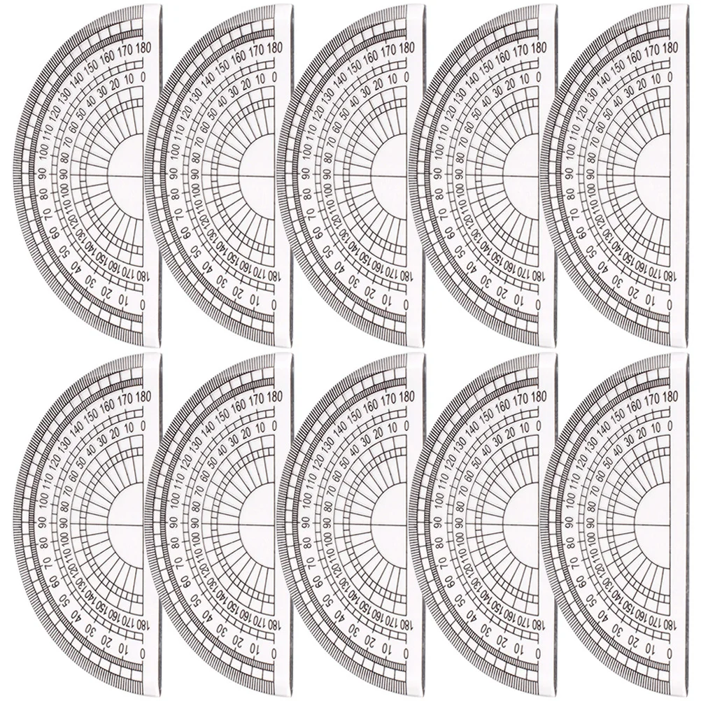 

10pcs Plastic Protractor Triangle Ruler Math Small School Classroom Kids Measuring Tools Clear 180 Degrees Geometry Drafting