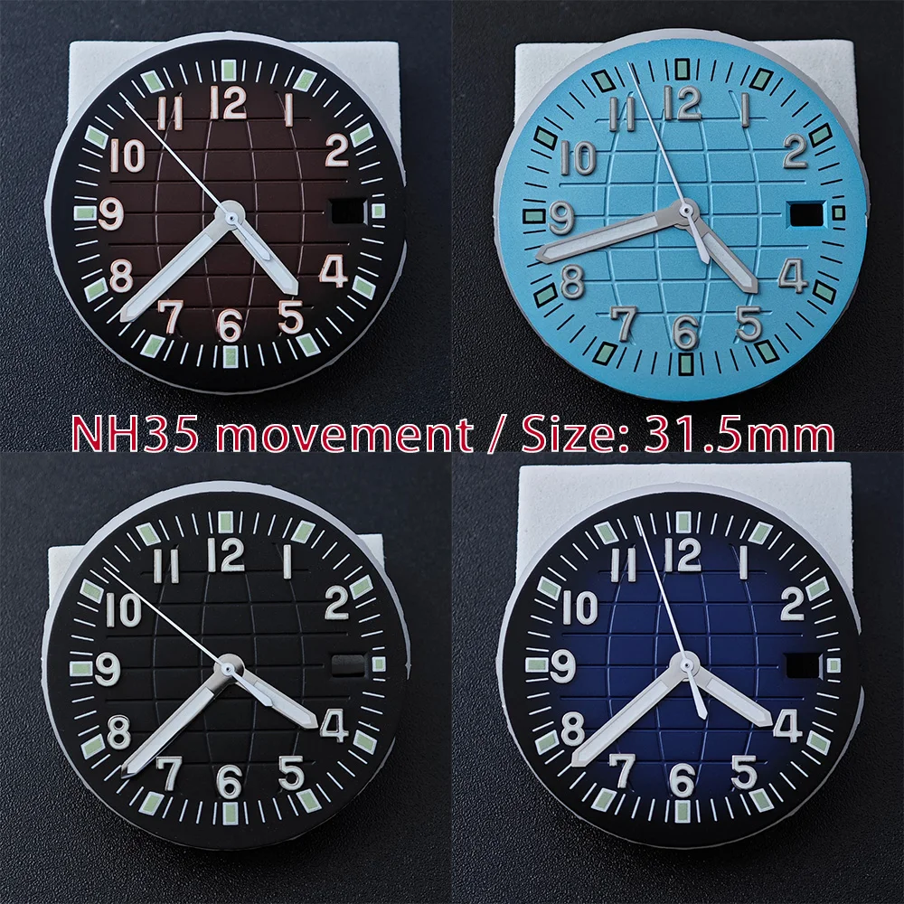 シングル発光カレンダー時計ダイヤル、ムーブメント変更アクセサリー、交換用フェイス、nh35,31.5mm