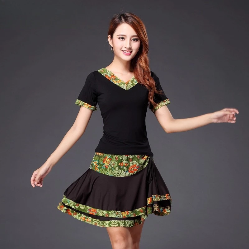 Spersonalizowany strój do tańca etnicznego, zestaw do ćwiczeń tańca kwadratowego, kostiumy do tańca brzucha, spódnica do występów T609