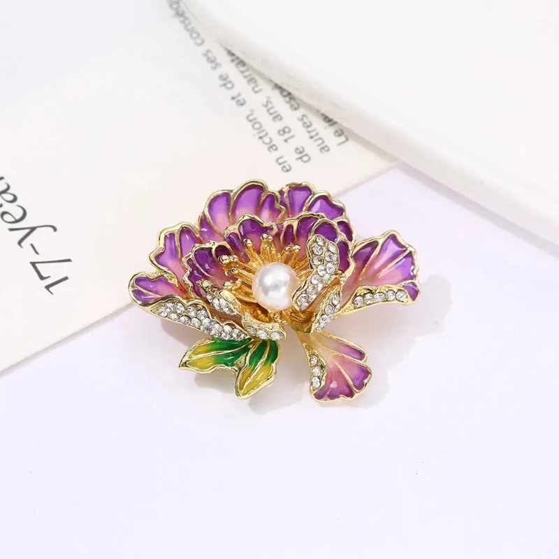 1 PCS peony pearl boutonnier women high-end temperament chest flower brooch pin trend accessories girl luxury clothing accessory