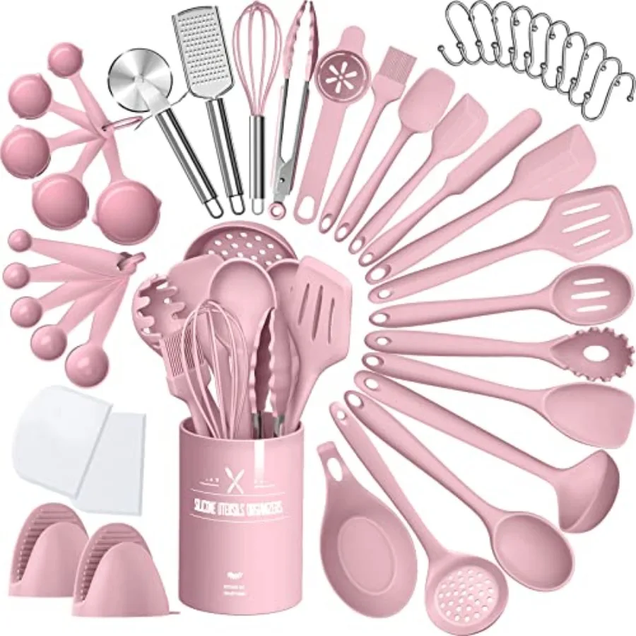

Silicone Cooking Kitchen Utensil Set, 43 Pcs Cooking Utensils Set, Turner, Tongs, Spoon, Spatula, Kitchen Gadgets Tools Set For