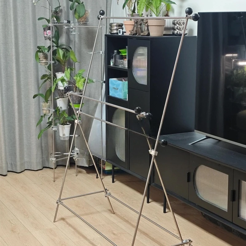 Black ball rack stainless steel coat rack floor-to-ceiling hanger household bedroom shoe bag storage rack