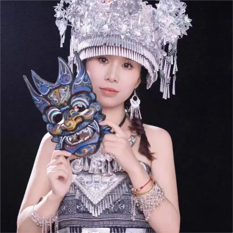 Nuo Opera Mask Wooden Carving Decoration Pendant Travel Photography Stage Performance Prop Chinese Style Pure Handmade Mask ZJ39 - view 3