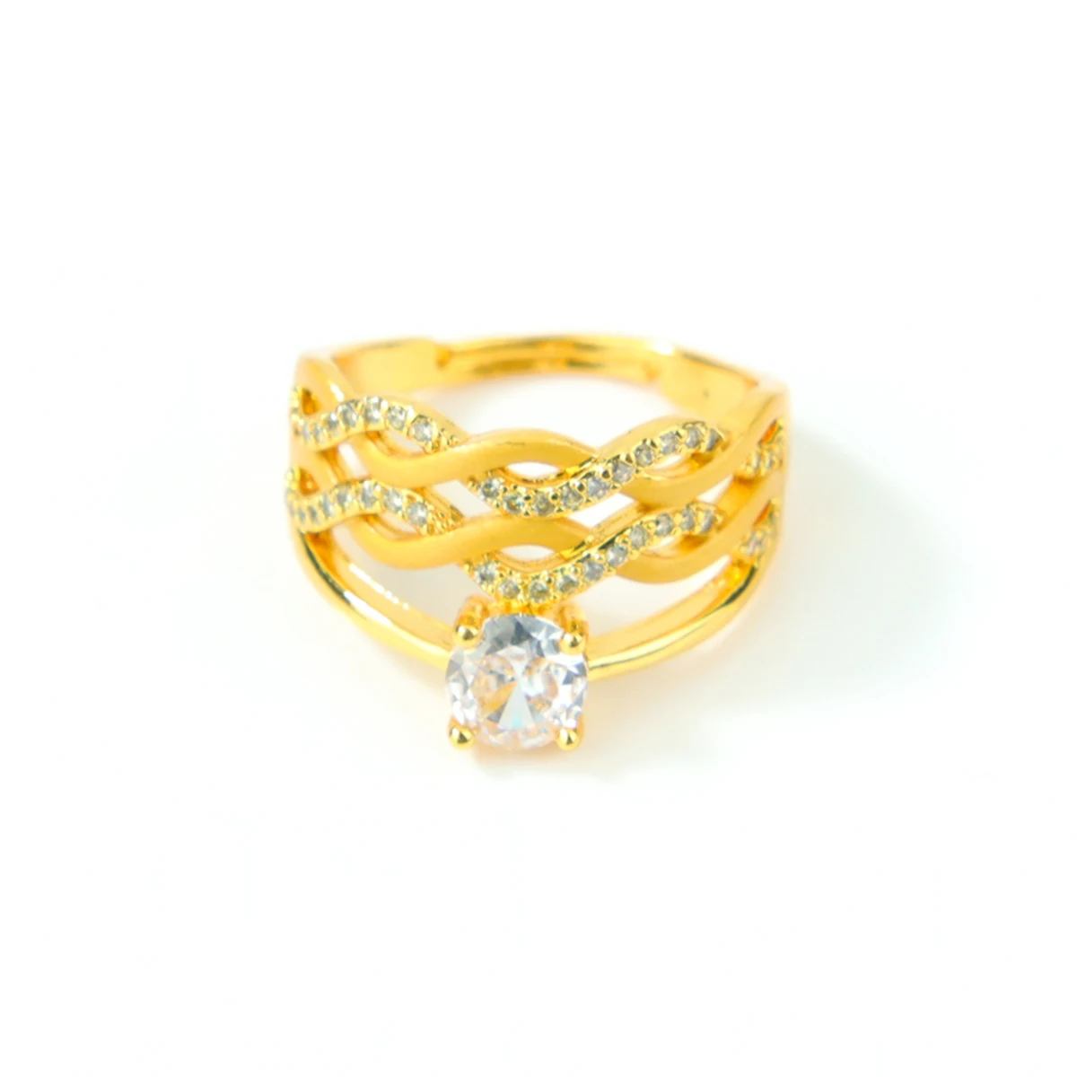 Dubai Mode Kubische Zirkonia Ringe 21k Vergoldet Arabische Braut Hochzeit Luxuriöse Paarringe Nigeria Damen Party Schmuck – Detail 14