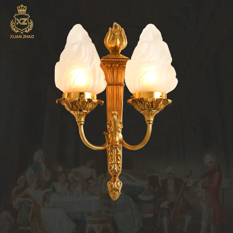 xuanzhao frances luxo antigo novidade sombra de vidro decorativo lampada parede classica sala estar jantar estudo da lampada cobre 01