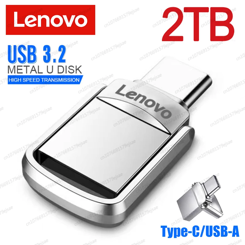 Lenovo 2TB U Disk 1TB USB 3.2 Type-C Interface High Speed Pendrive Mobile Phone Computer Mutual Transmission Portable USB Memory