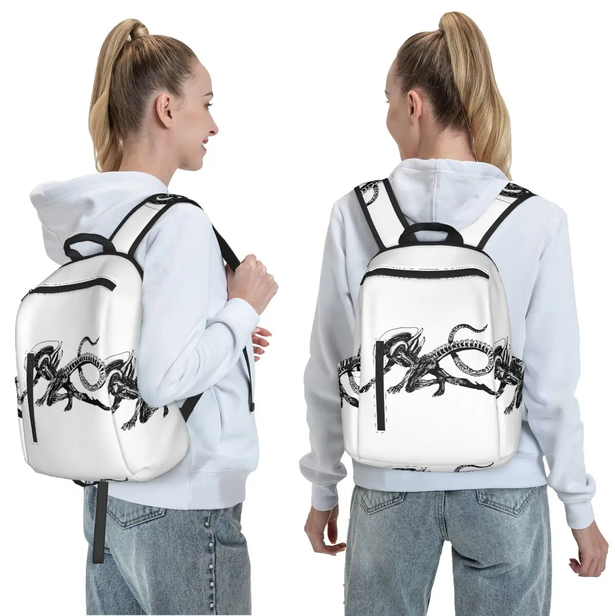 Xenomorph Alien Movie Backpack Daypack Large Capacity Children BookBag School Bag Shoulder Bags for Men Women