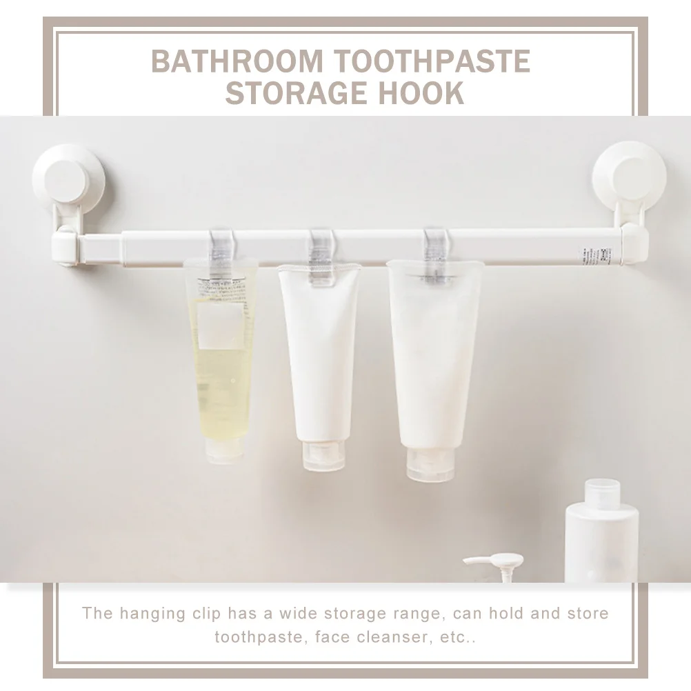 

12 Pcs Toothpaste Face Cleanser Clips Hooks Bathroom Hanging Rack Transparent Hangers Home Use Clamp Multipurpose ganizers ABS