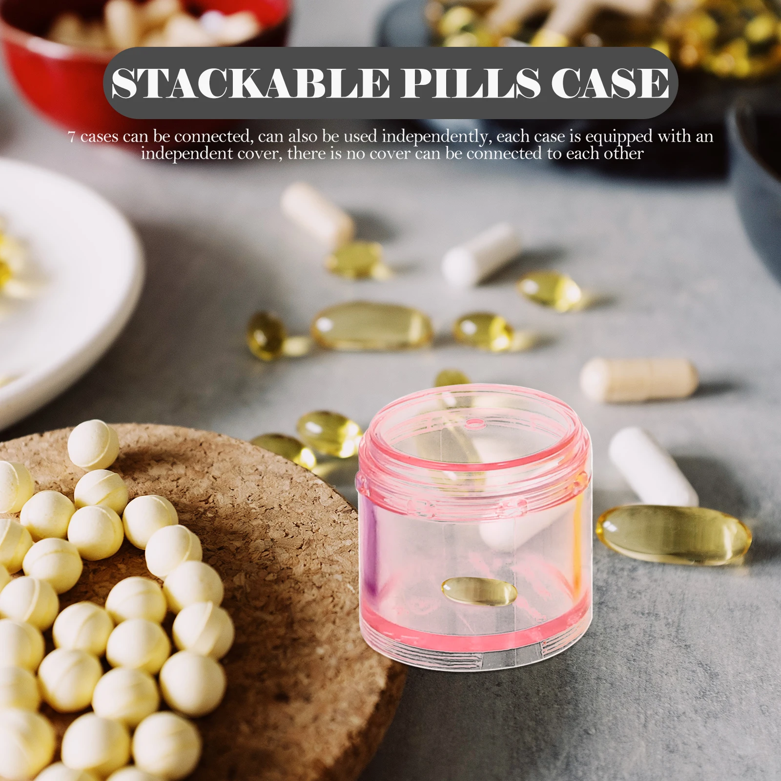 

Portable 7 Day Stackable Pills ganizer Weekly Medicine Case PC Material Small Light Travel Multiple Grids Pill Boxes Container