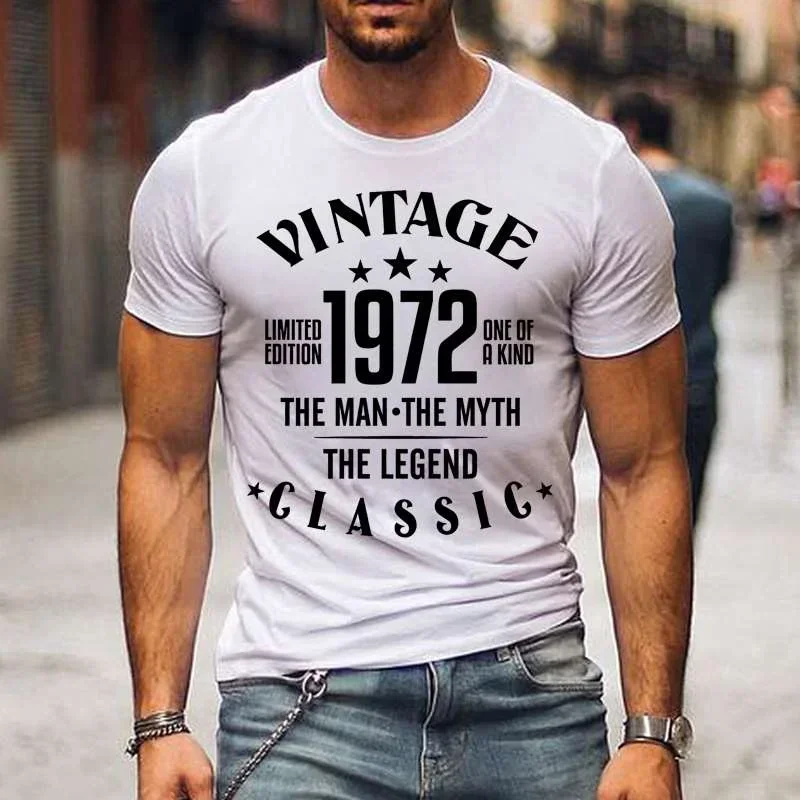 Vintage 1972 The Man  Myth  Legend Men's T Shirt Outdoor Sports Top Women's Casual O-neck Short Sleeve Quick Dry Tees