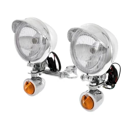 Universal Motorcycle Headlight Passing Fog Lamp Turn Signals with Mounts Holder For Harley Honda Yamaha Kawasaki Suzuki Triump