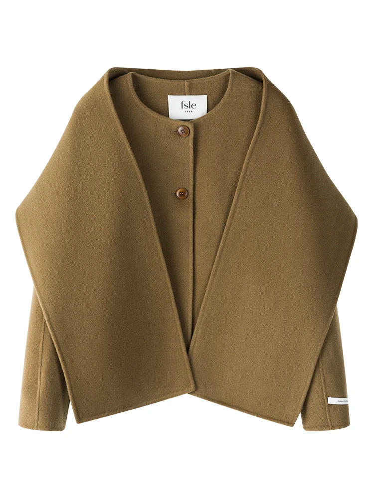 ジャケット・アウター CAEL handmade wool buckle short coat CAEL handmade wool buckle short coat Cael 100% Cashmere Long