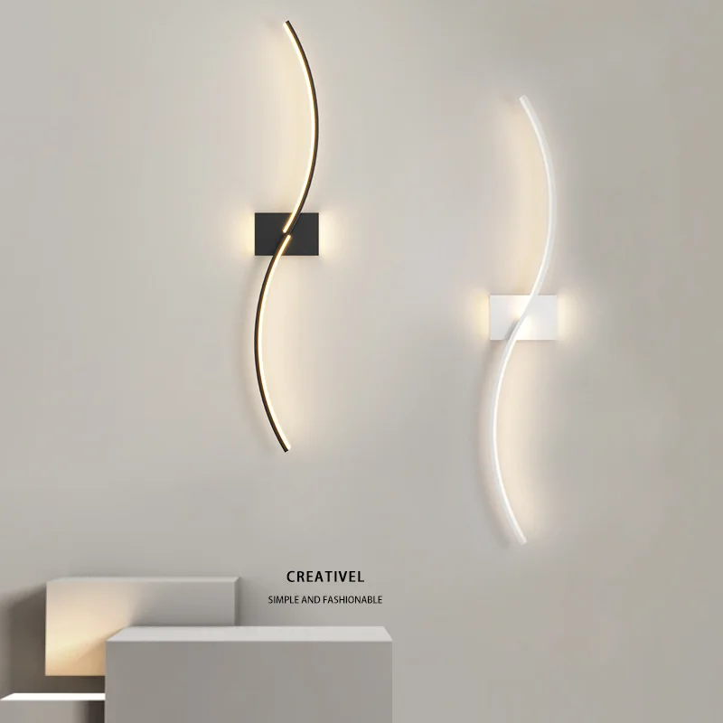 

The new minimalist long wall lamp bedroom bedside lamp design sense creative Internet celebrity chandelier