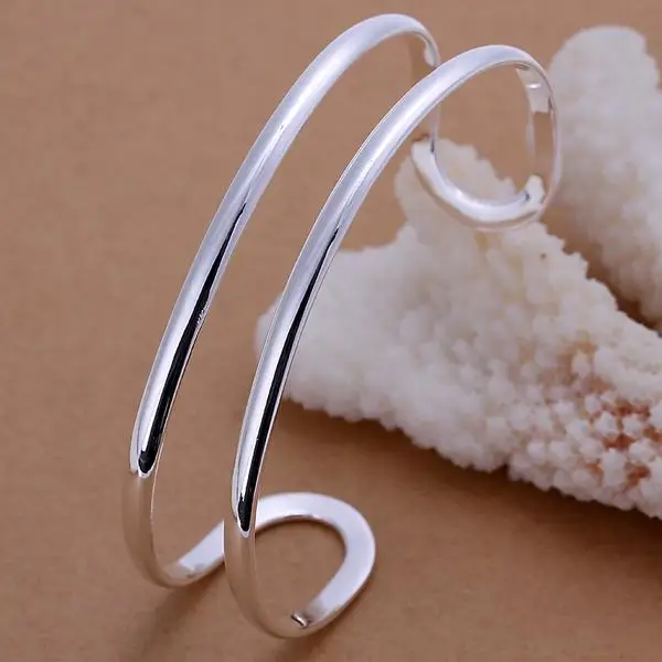 

Hot Original 925 sterling Silver fine Double line bangle For Man Women adjustable Bracelets fashion party wedding Jewelry gifts