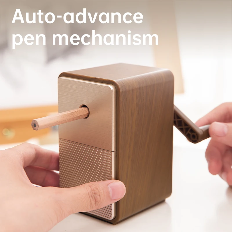 Hand Crank Pencil Sharpener Portable Student Manual Pencil Roller 5-Level Adjust Thickness Classroom Smoothly Pencil Sharpeners