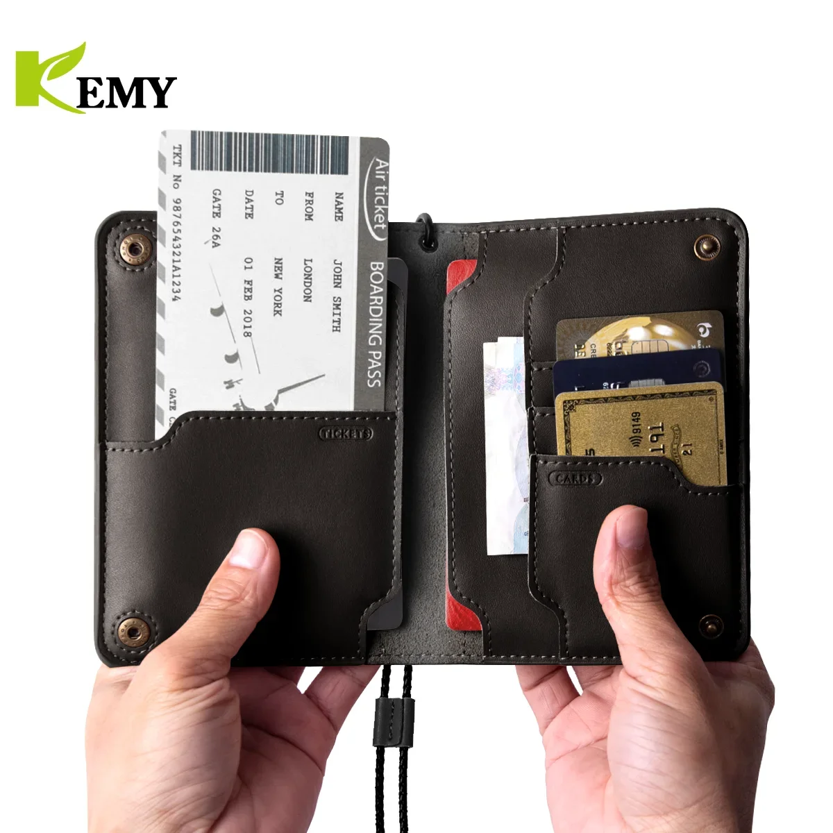 

Kemy Genuine Leather Passport Holder Soft Candy Colored Cow Leather Cover Protective Case for Passport Wallet