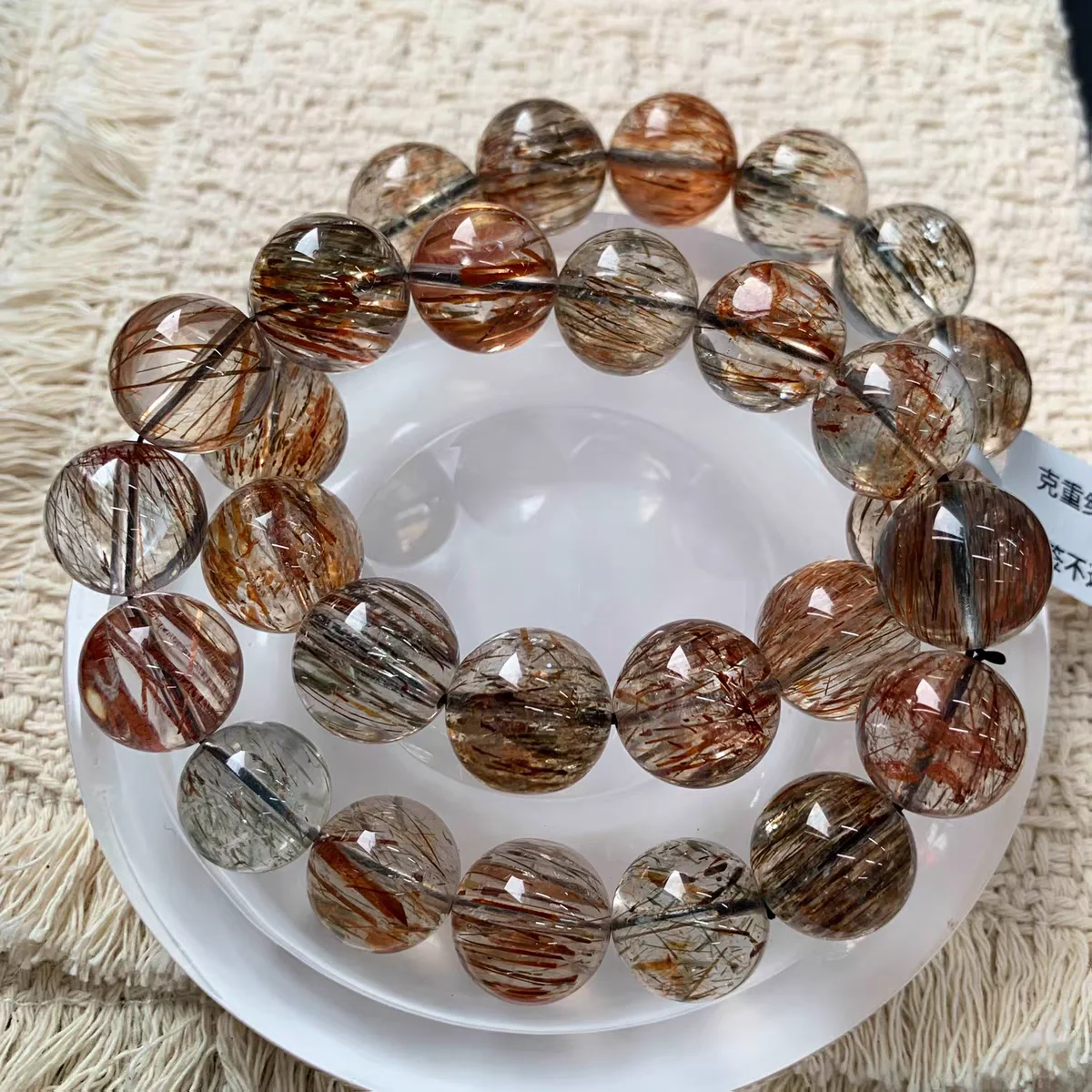 

Natural Black Copper Super Seven 7 Rutilated Bracelet Rare Woman Men Orgin Rutilated Rare Clear Round Beads AAAAAAA
