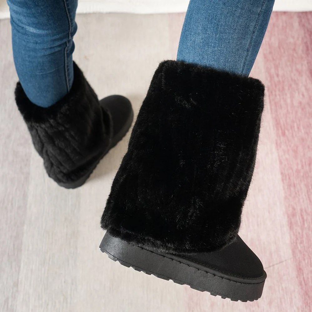 New Winter Santa cross-border thickened women\'s large plus fleece casual women\'s flat cotton shoes