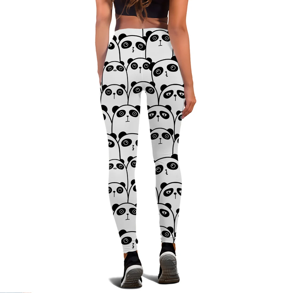 CLOOCL-mallas populares para mujer, pantalones de Yoga con estampado de Panda de dibujos animados, pantalones de cintura alta, pantalones ajustados sin costuras, ropa femenina