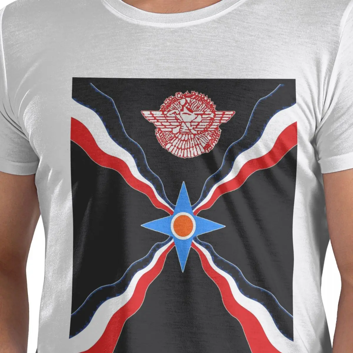 

Luxury Assyrian Suryoyo Flag 100% Cotton T-Shirt Men's Oversized T Shirts Men O-Neck Short Sleeve S-6XL