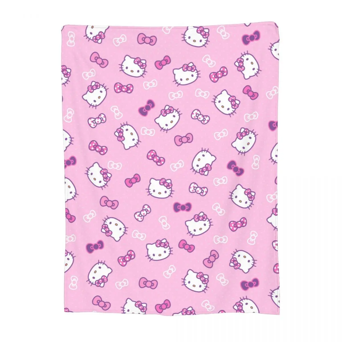 Hello Kitty Blanket Flannel Textile Decor Kitty White Cozy Lightweight Thin Throw Blankets for Bed Couch Plush Thin Quilt