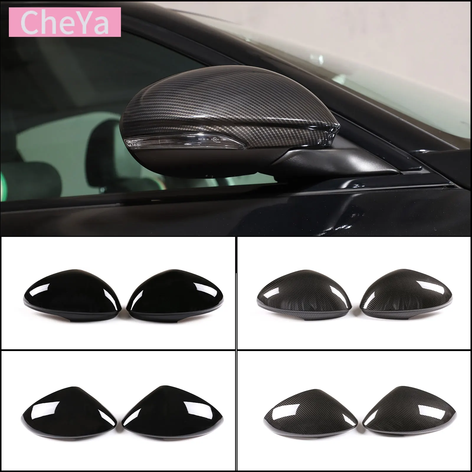 

ABS Carbon Fiber Car Side Rearview Mirror Decorate Cover Trim for Alfa Romeo Stelvio Giulia 2017-2020 Auto Exterior Accessories