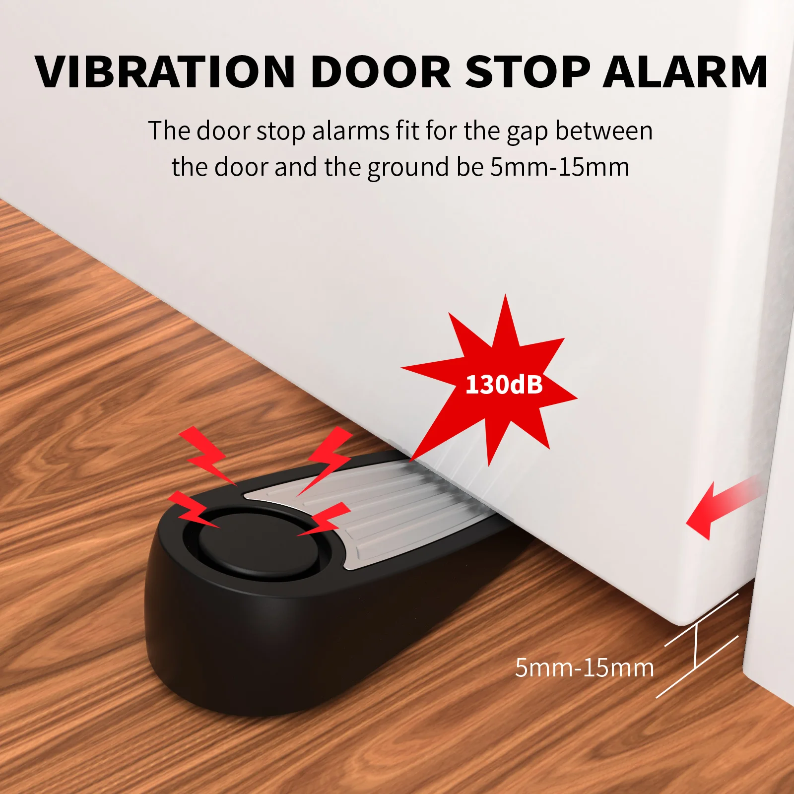 Wsdcam Door Stop Alarm Wireless Door Stopper 120dB Anti-theft Burglar Stop System Floor Wedge Doorstop for Travel Apartment Home