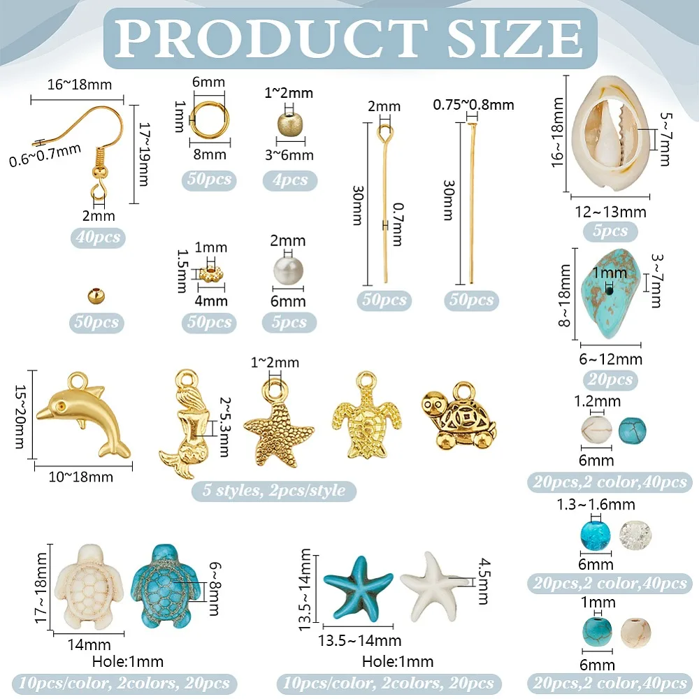 

DIY Earring Kits 40Pcs Brass Earring Hooks 50Pcs Brass Flat Head Pins 50Pcs Jump Rings 40Pcs Glass Beads