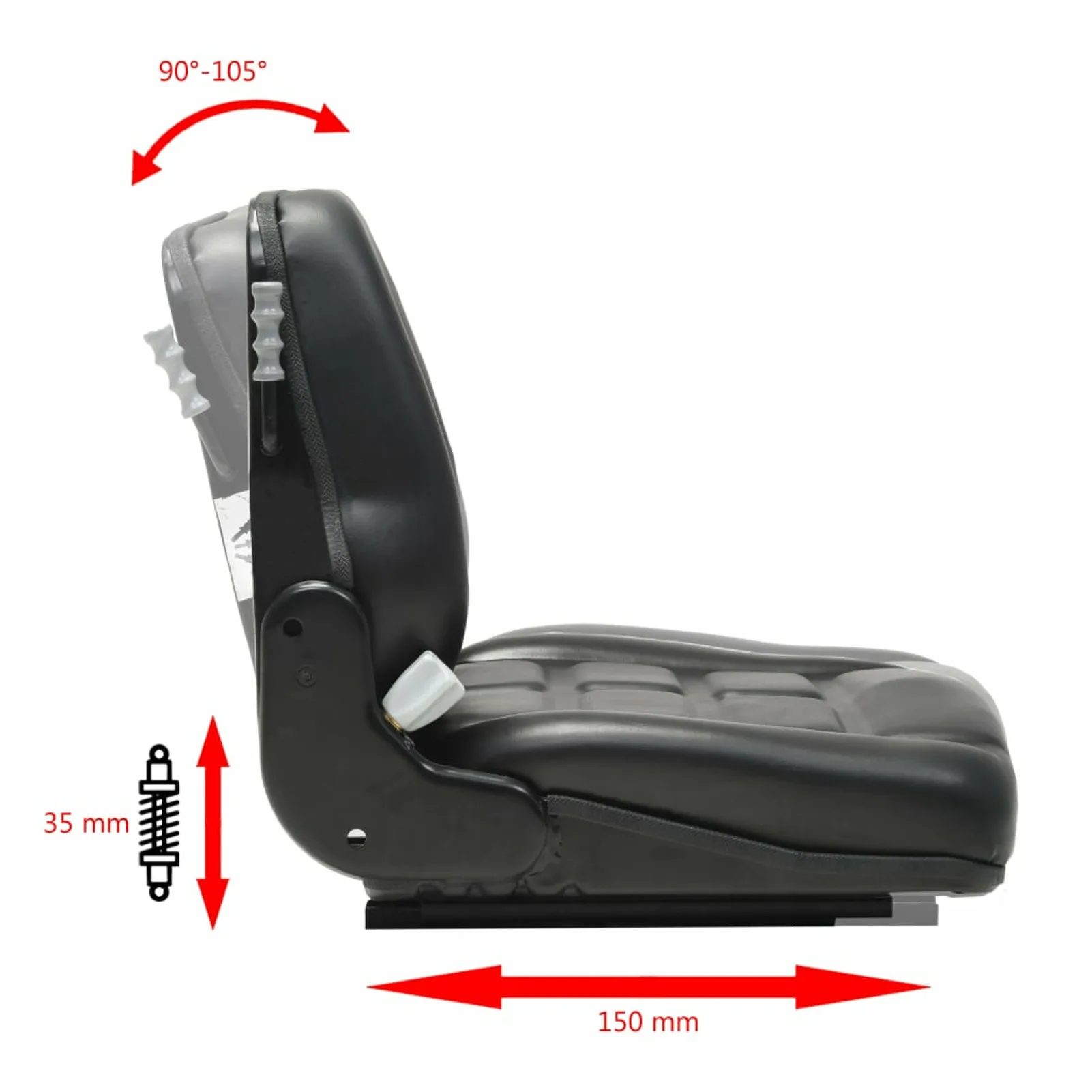 Universal Tractor Seat with Adjustable Backrest Has 3 Weight Wettings Tractor Seat for Forklift Truck Tractor Skid Loader