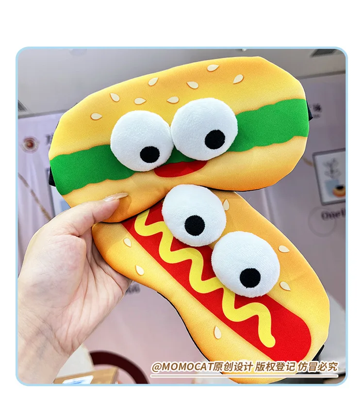 Funny Hamburger Sleep Mask Cute Soft Eye Cover Travel Rest Eye Band Kids Eyeshade Patch Blindfold For Women Girls Eye Mask