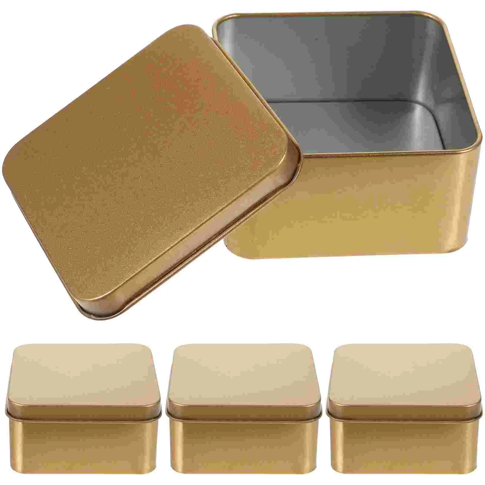 

Cookie Tins Square Tinplate Box Small Gift Storage Candy Packaging Wedding (gold Medium Size) 10pcs Xmas Jars