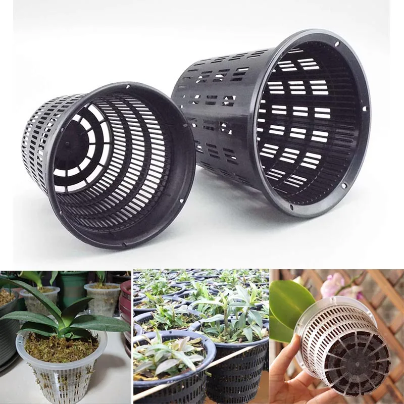 5pcs Meshpot Root Control Clear Pot for Orchid Planting with Air Holes Planter Plastic Flower Pots Home Gardening Decoration