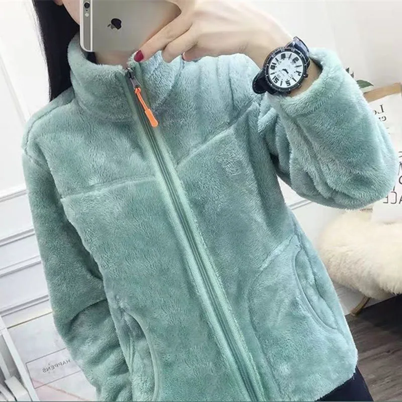 2025年 ファム スタンドカラー アウター レトロ レディース 大きいサイズ 4XL リバーシブル ジャケット 春秋 レディース 無地 ポーラーフリース コート