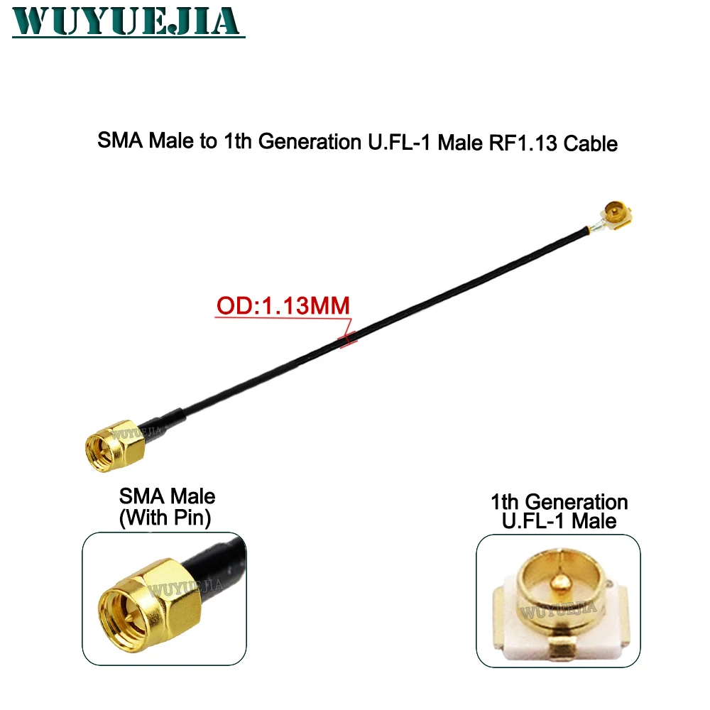 2Pcs SMA to U.F.L1 Line RP-SMA/SMA Female to U.FL MHF-1 Male Plug Connector 50ohm WIFI Antenna RF Cable RF1.13 Pigtail Extension