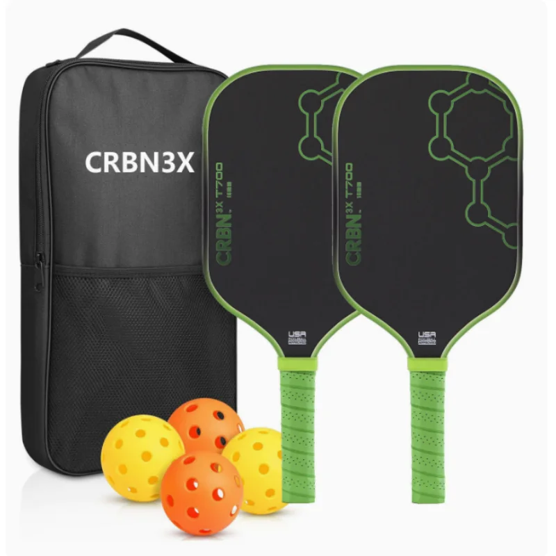 T700 Carbon Fiber Pickleball Paddle Set Honeycomb Core CRBN3X Five-pointed Star Shape Lightweight Pickleball Racket for Adult Tr