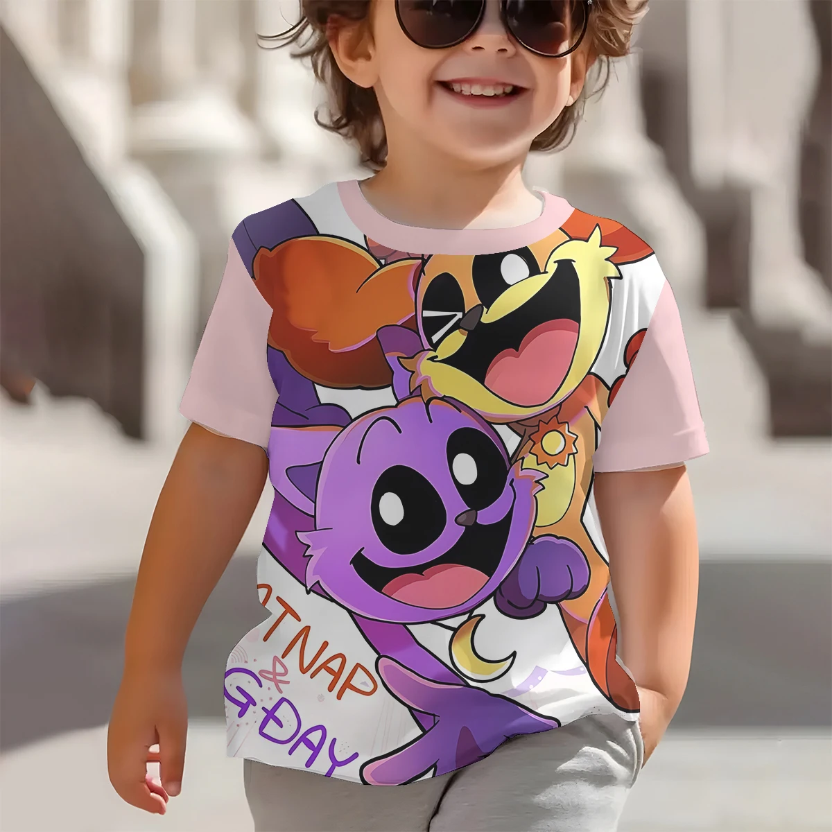 Amine HOT Smiling Critters 3D Print Baby Clothing 5 to 14 Year Male Outdoor Clothes for Children Boy Girl Child TShirt Top Shirt