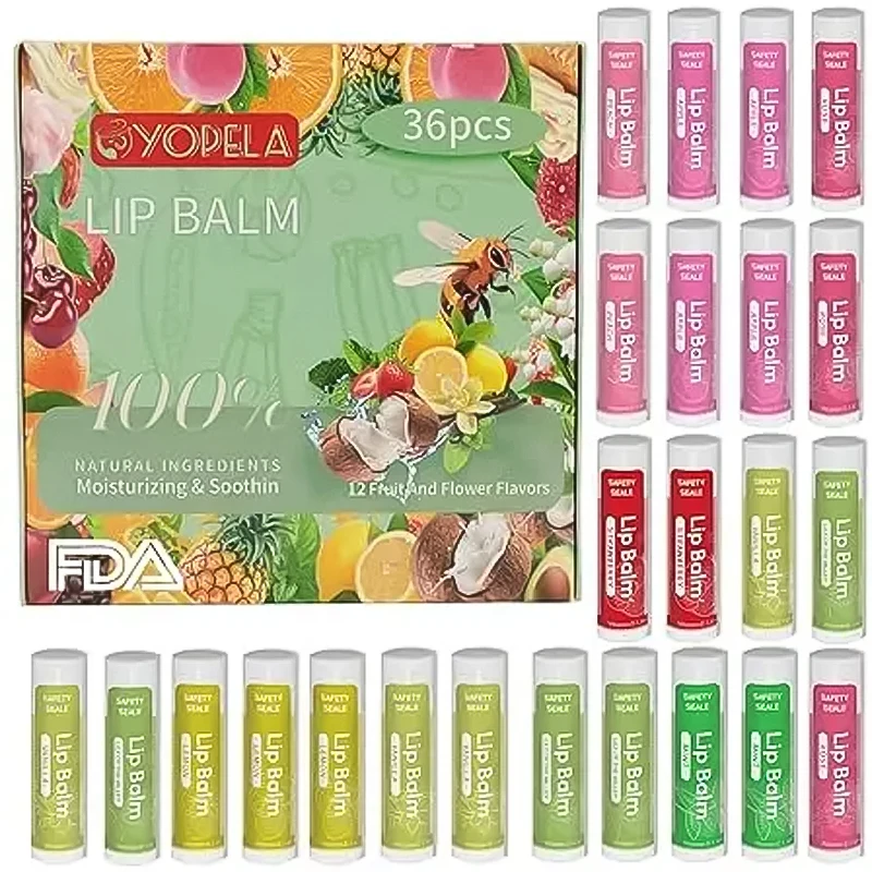 

36 Pack Natural Lip Balm Bulk with Vitamin E and Coconut Oil Moisturizing Soothing and Repairing Dry Chapped Lips Makeup